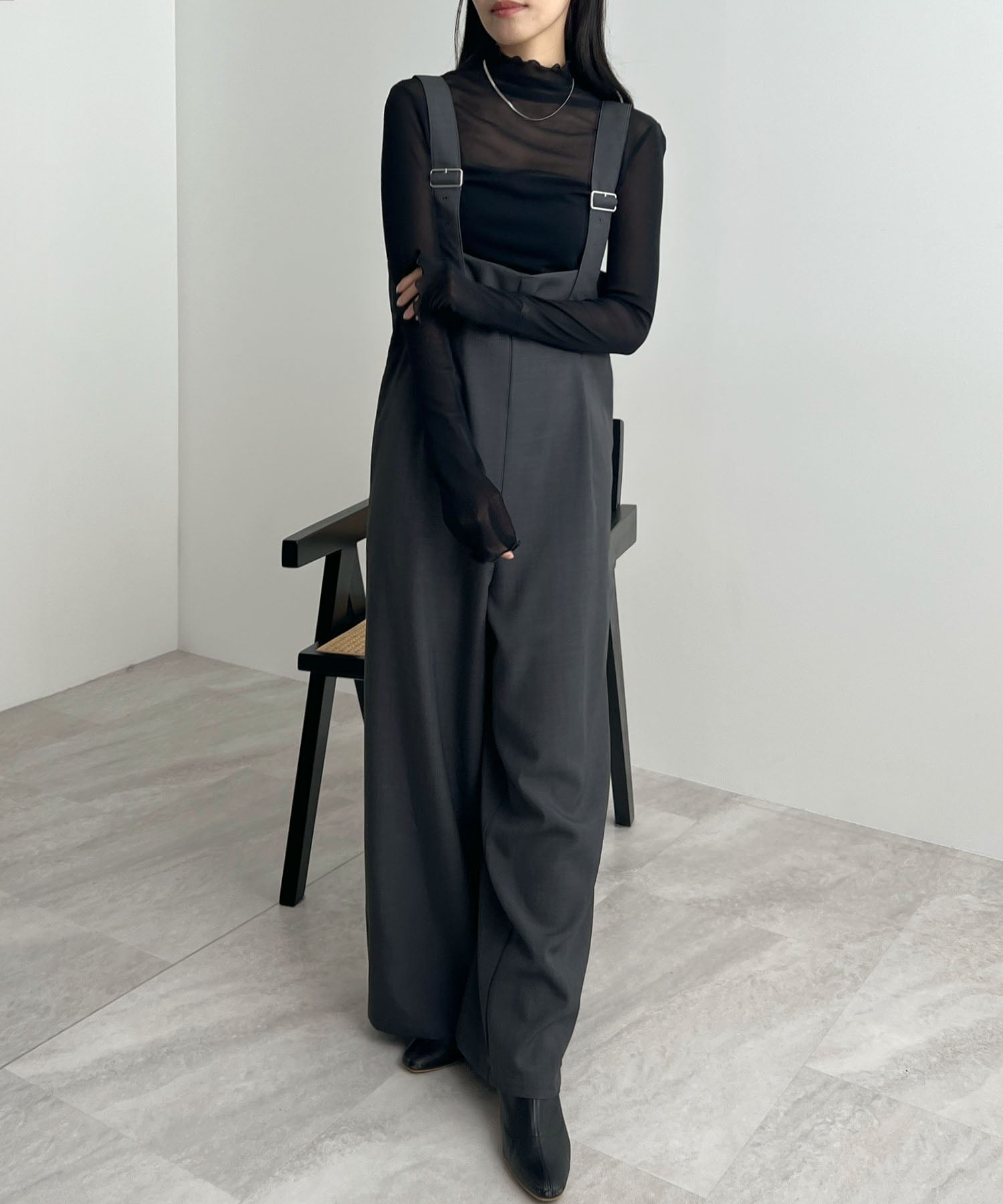 フューティアランド Futier Land ベルトショルダーサロペット (グレー) グレー