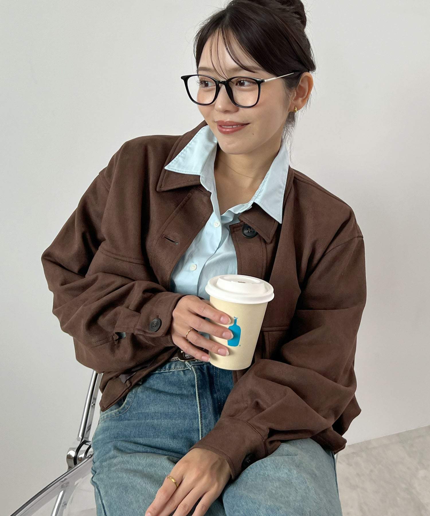 フューティアランド Futier Land スエードショートステンカラージャケット (ダークブラウン) ダークブラウン