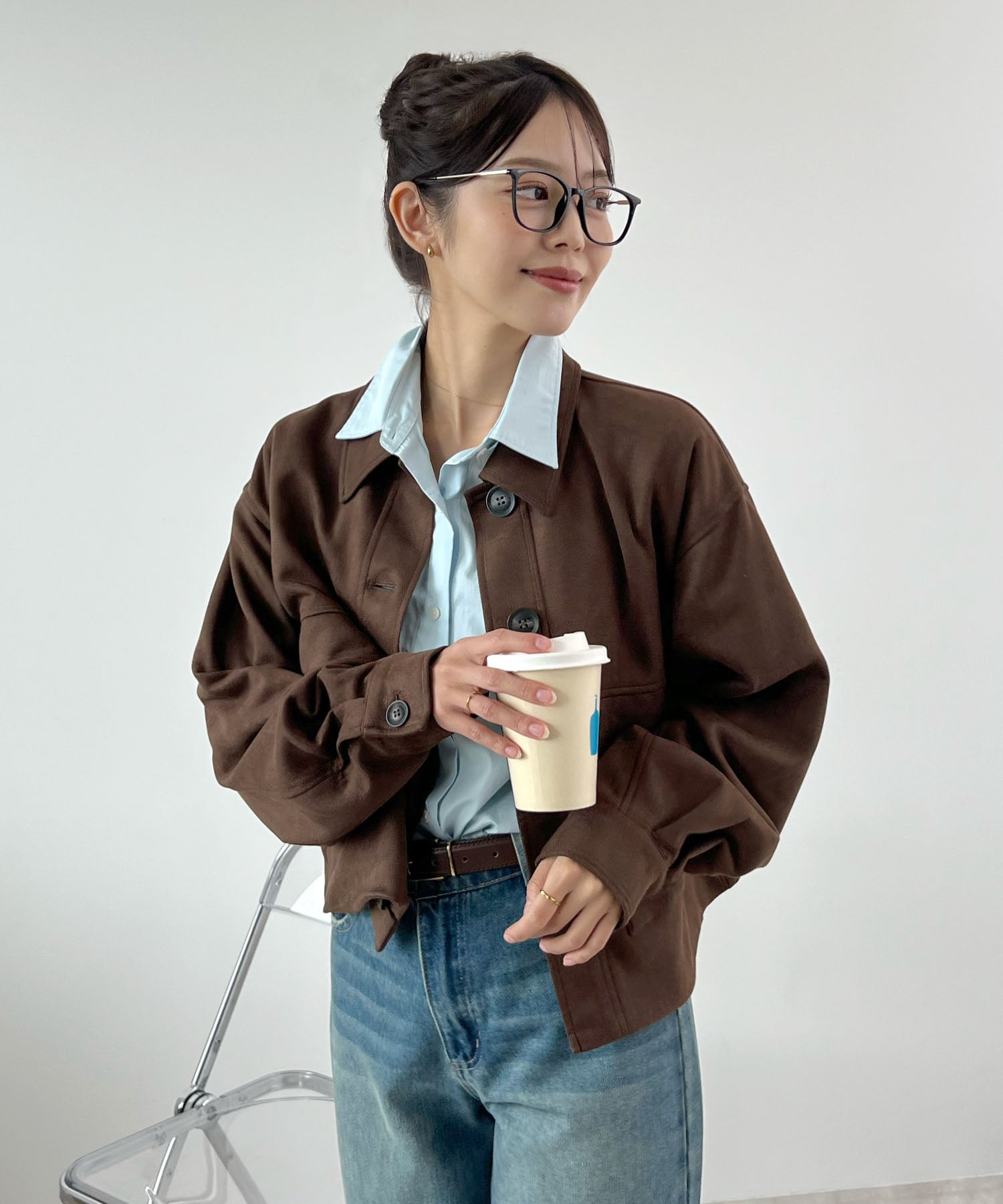 フューティアランド Futier Land スエードショートステンカラージャケット (ダークブラウン) ダークブラウン