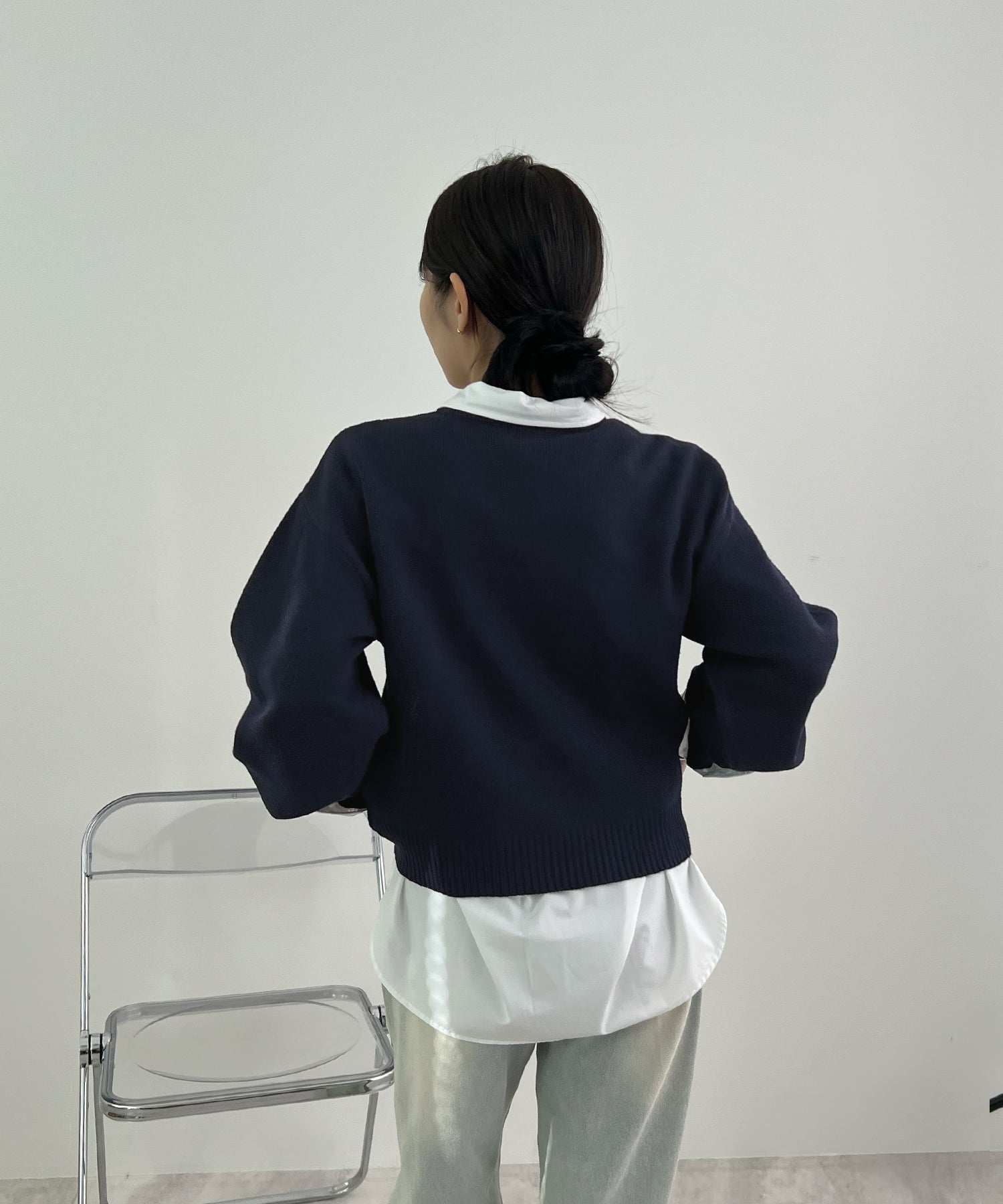 フューティアランド Futier Land ふわふわフェザードッグニットトップス (ネイビー) ネイビー