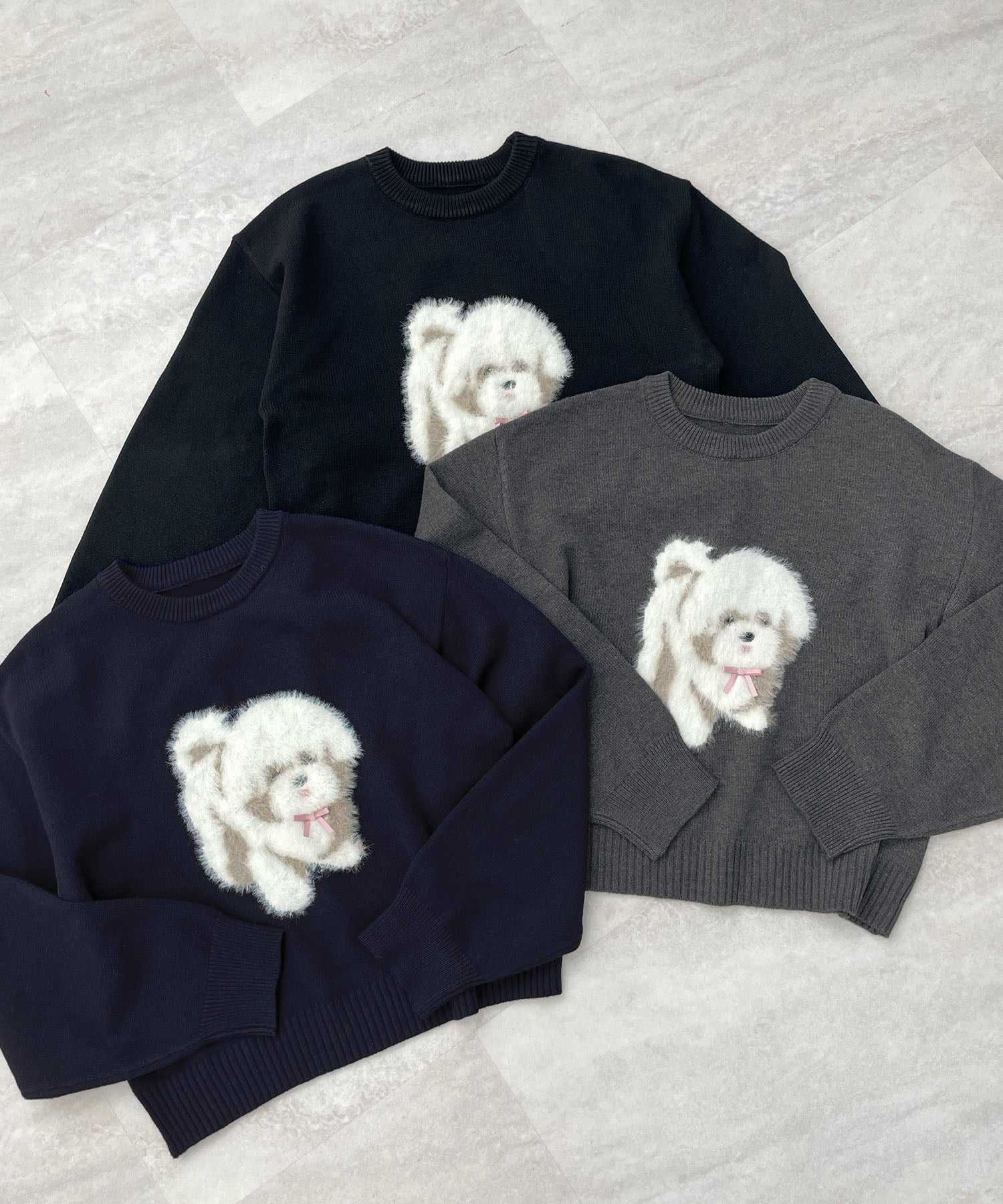 フューティアランド Futier Land ふわふわフェザードッグニットトップス (ネイビー) ネイビー