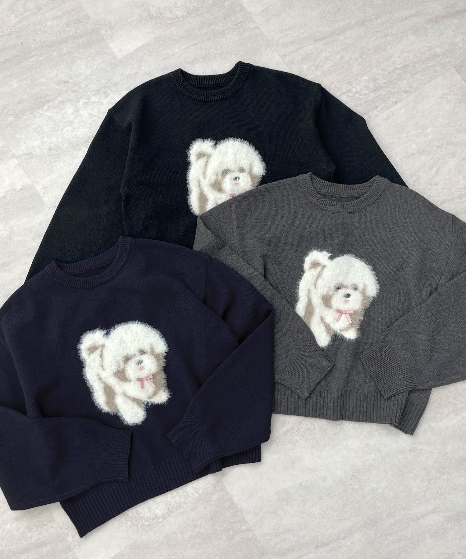 フューティアランド Futier Land ふわふわフェザードッグニットトップス (ネイビー) ネイビー