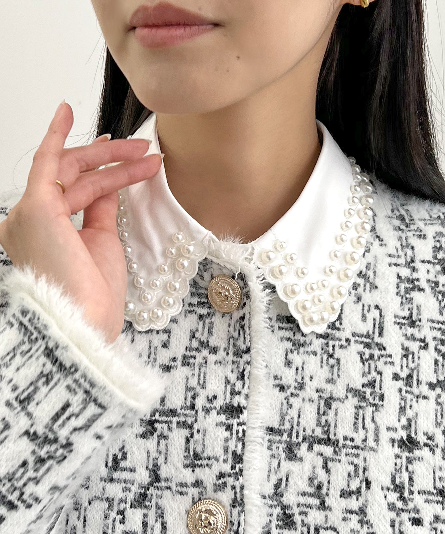 フューティアランド Futier Land パールビジュー付け襟 (ホワイト) ホワイト