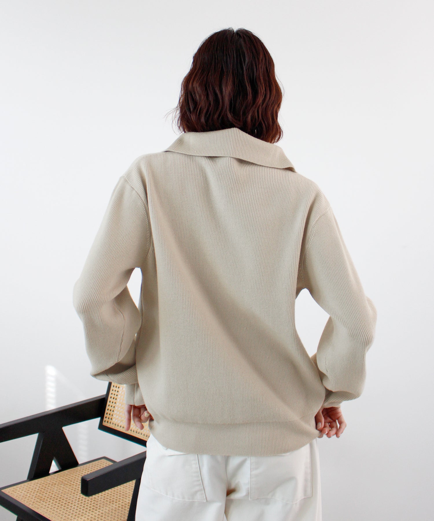 フューティアランド Futier Land ボタンデザイン2WAYハイネックニット (ベージュ) ベージュ