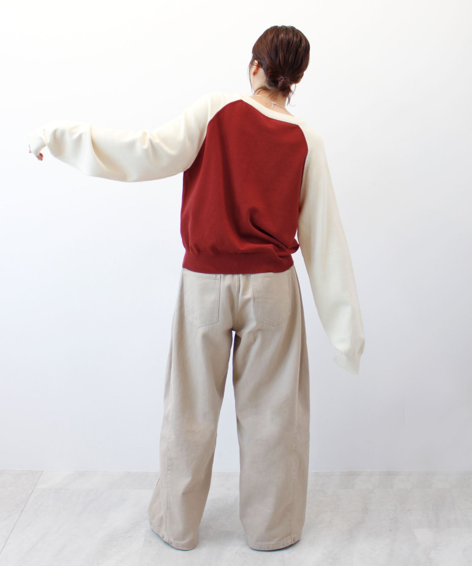 フューティアランド Futier Land タグ付きラグランニットトップス (レッド) レッド