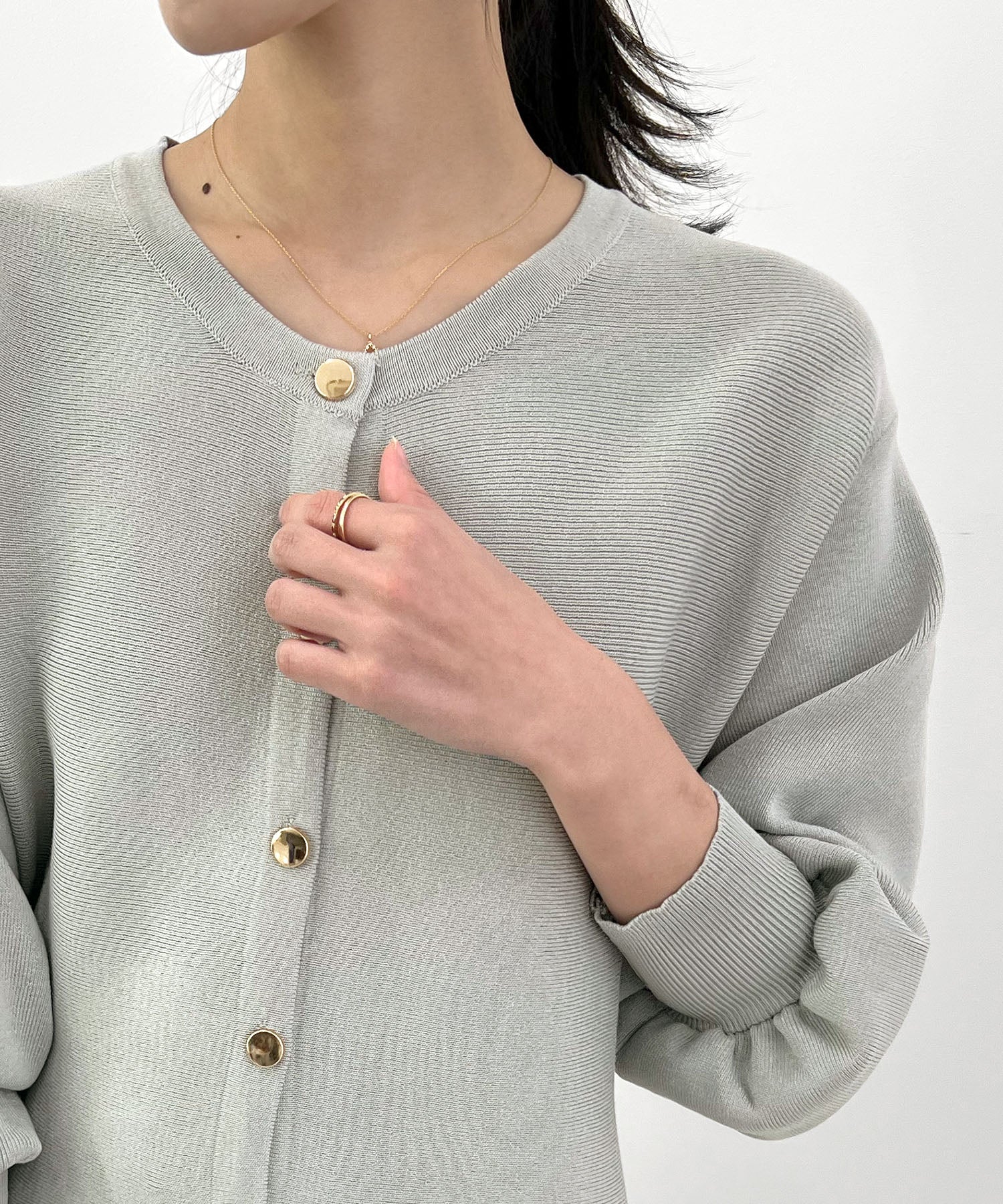 フューティアランド Futier Land ペプラムニットカーディガン (ライトグレー) ライトグレー