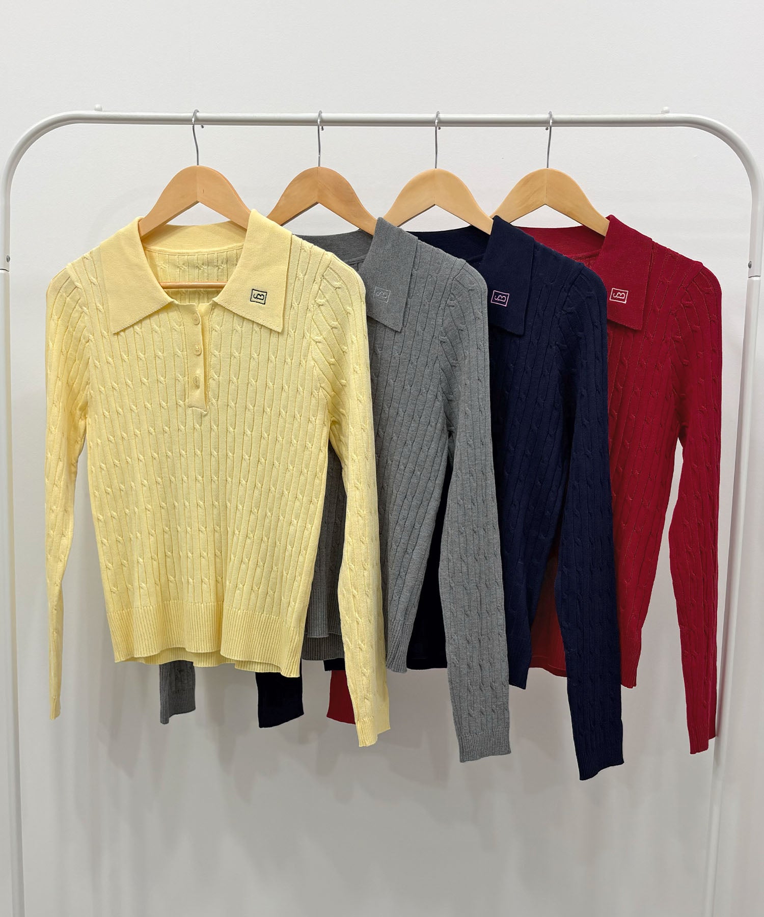 フューティアランド Futier Land ロゴ刺繍ケーブルポロニット (レッド) レッド