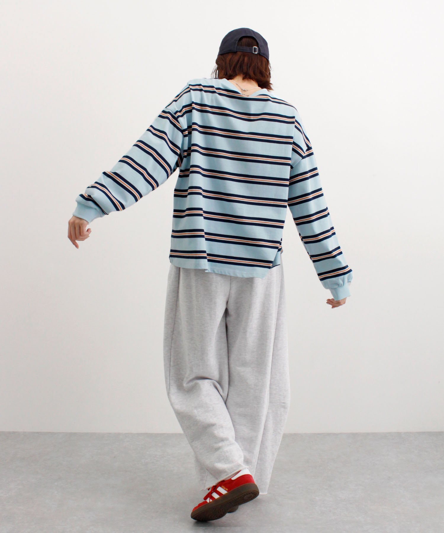 フューティアランド Futier Land ロゴ刺繍ボーダーロンT (ブルー) ブルー