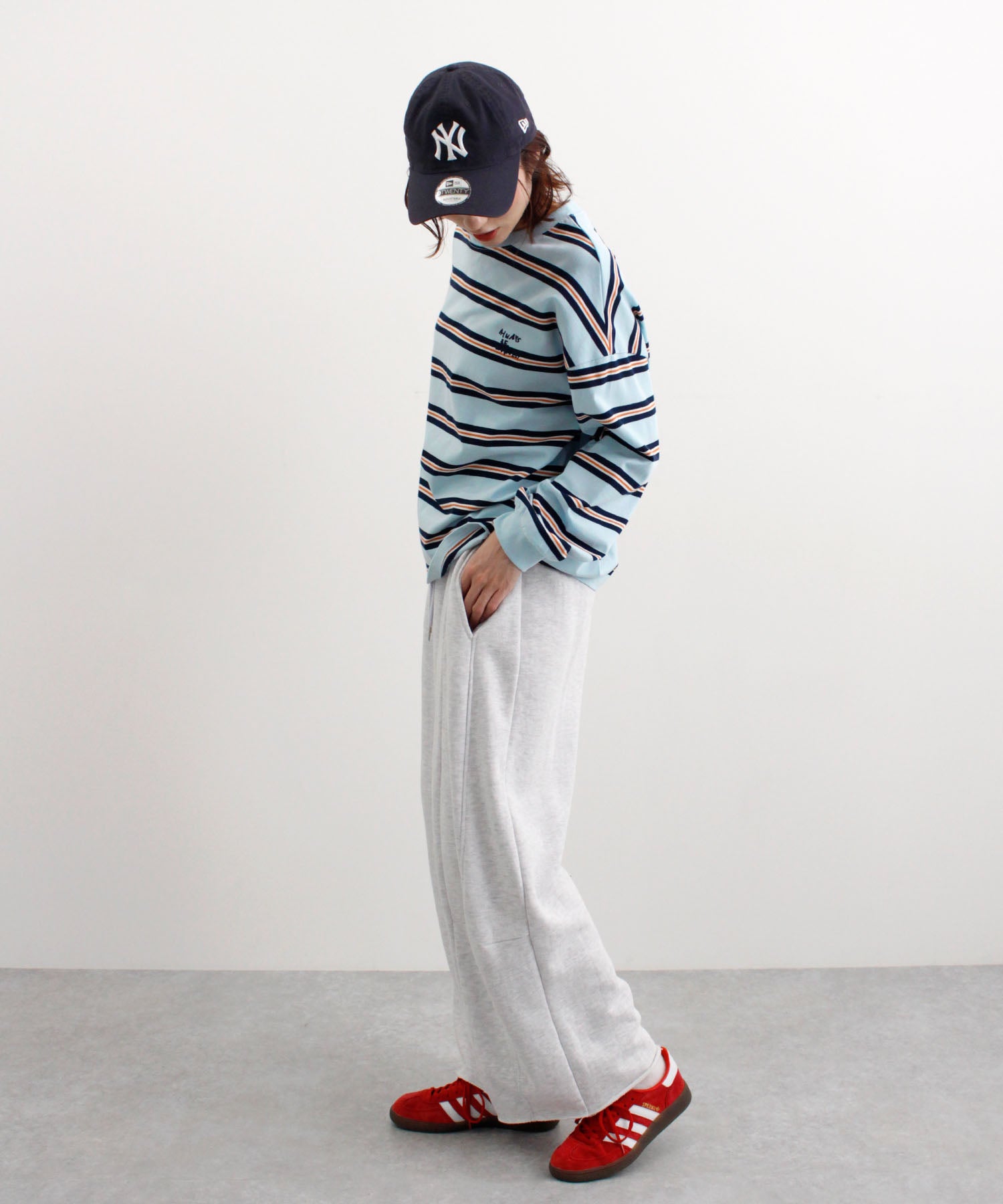 フューティアランド Futier Land ロゴ刺繍ボーダーロンT (ブルー) ブルー