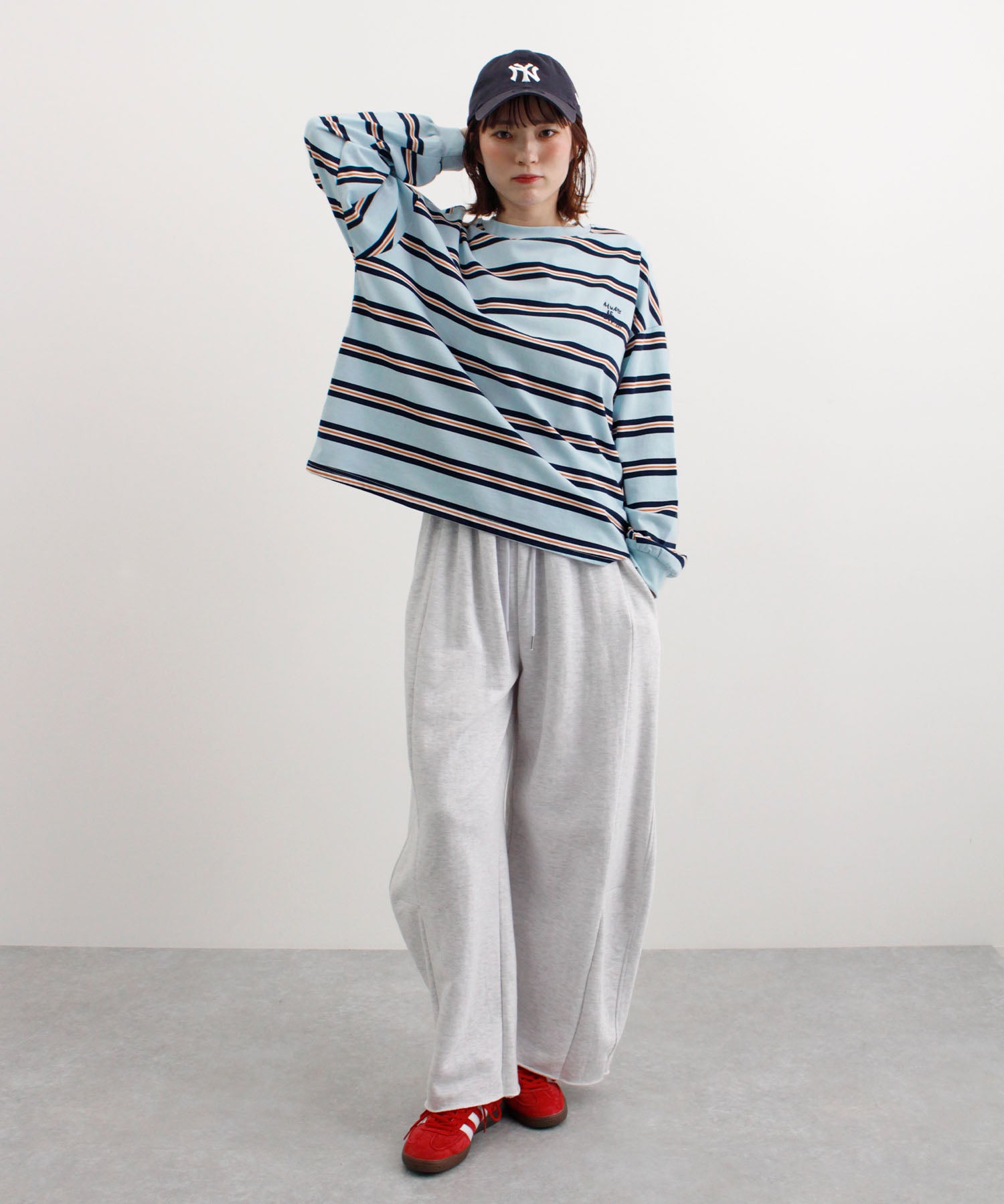 フューティアランド Futier Land ロゴ刺繍ボーダーロンT (ブルー) ブルー