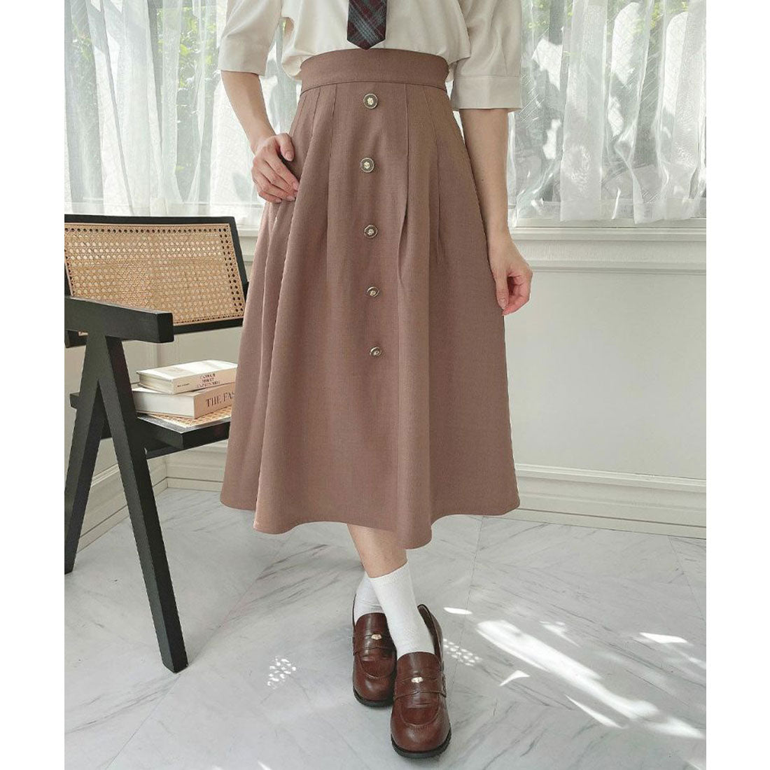 フィント F i.n.t 釦使いパフスリーブジャケットセットアップ (BROWN) BROWN