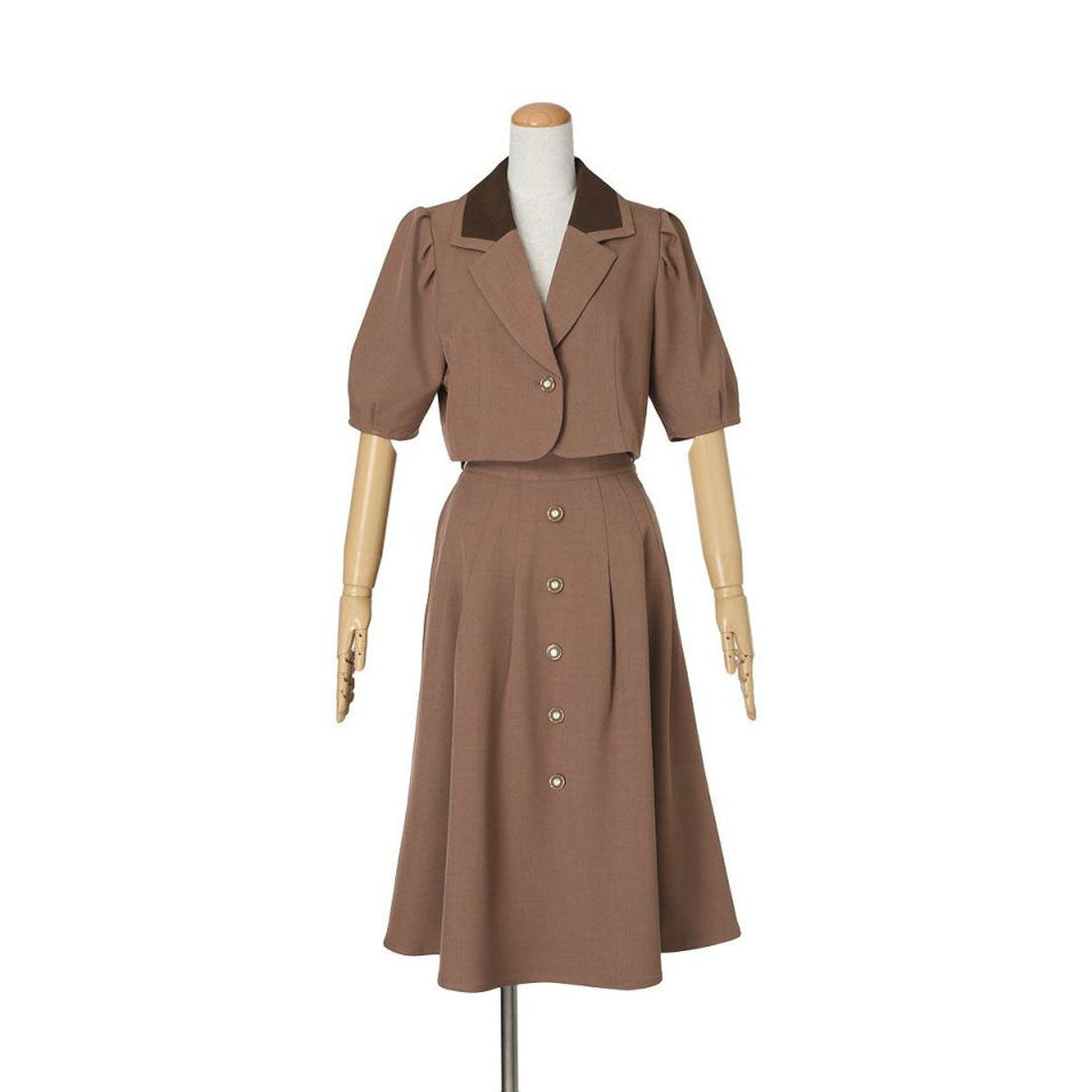 フィント F i.n.t 釦使いパフスリーブジャケットセットアップ (BROWN) BROWN