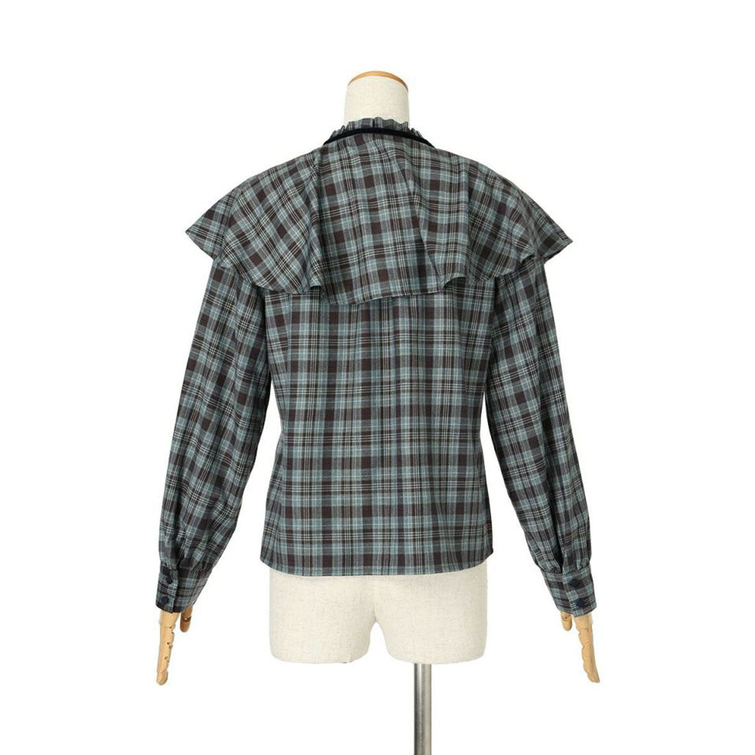 フィント F i.n.t 【洗える/セットアップ可能】ケープ付きチェックブラウス (BROWN×RE) BROWN×RE