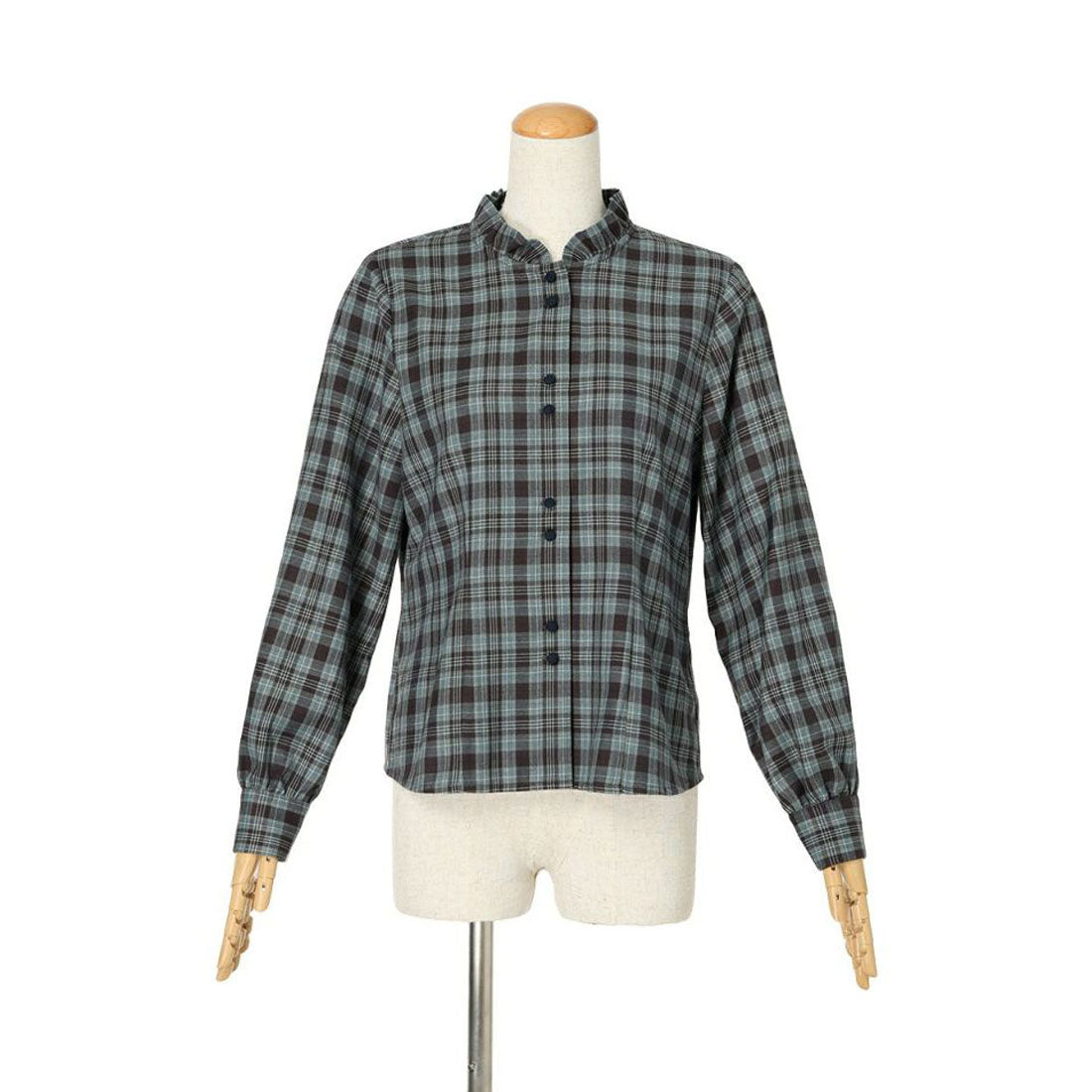 フィント F i.n.t 【洗える/セットアップ可能】ケープ付きチェックブラウス (BROWN×RE) BROWN×RE