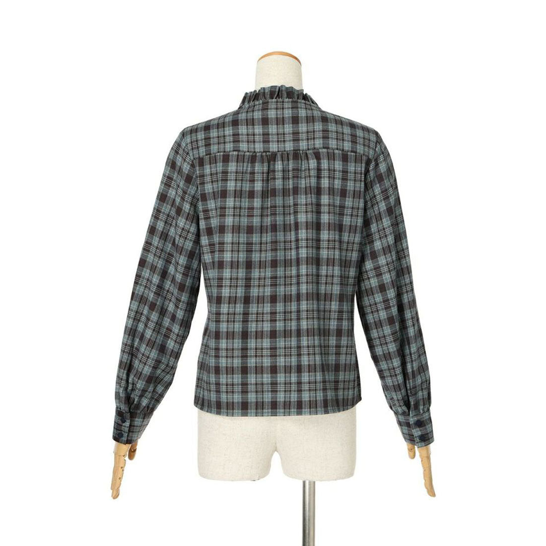 フィント F i.n.t 【洗える/セットアップ可能】ケープ付きチェックブラウス (BROWN×RE) BROWN×RE