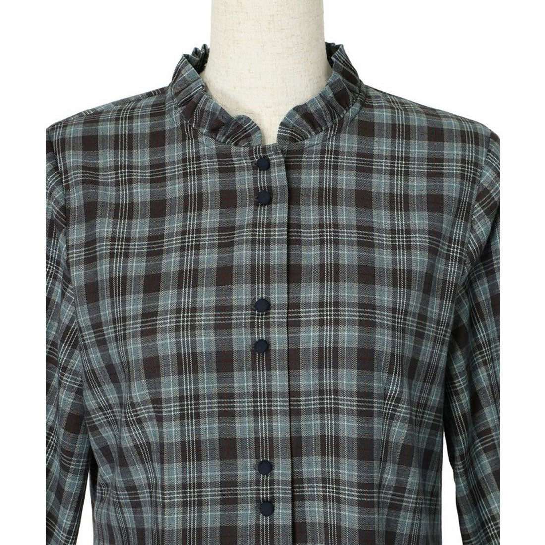 フィント F i.n.t 【洗える/セットアップ可能】ケープ付きチェックブラウス (BROWN×RE) BROWN×RE