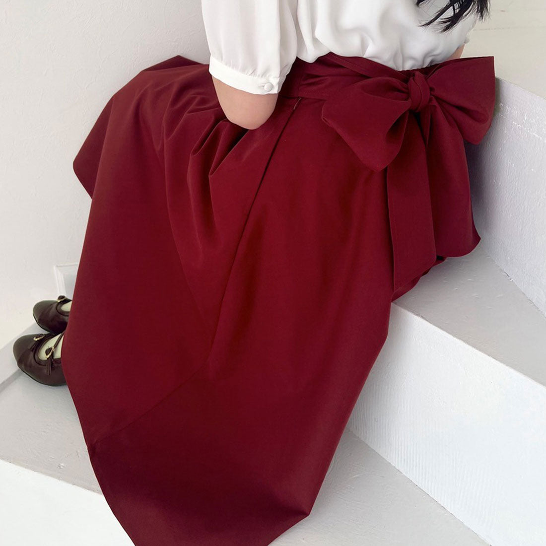 フィント F i.n.t 【サイズ展開あり】コルセットベルト2wayフレアースカート (RED) RED