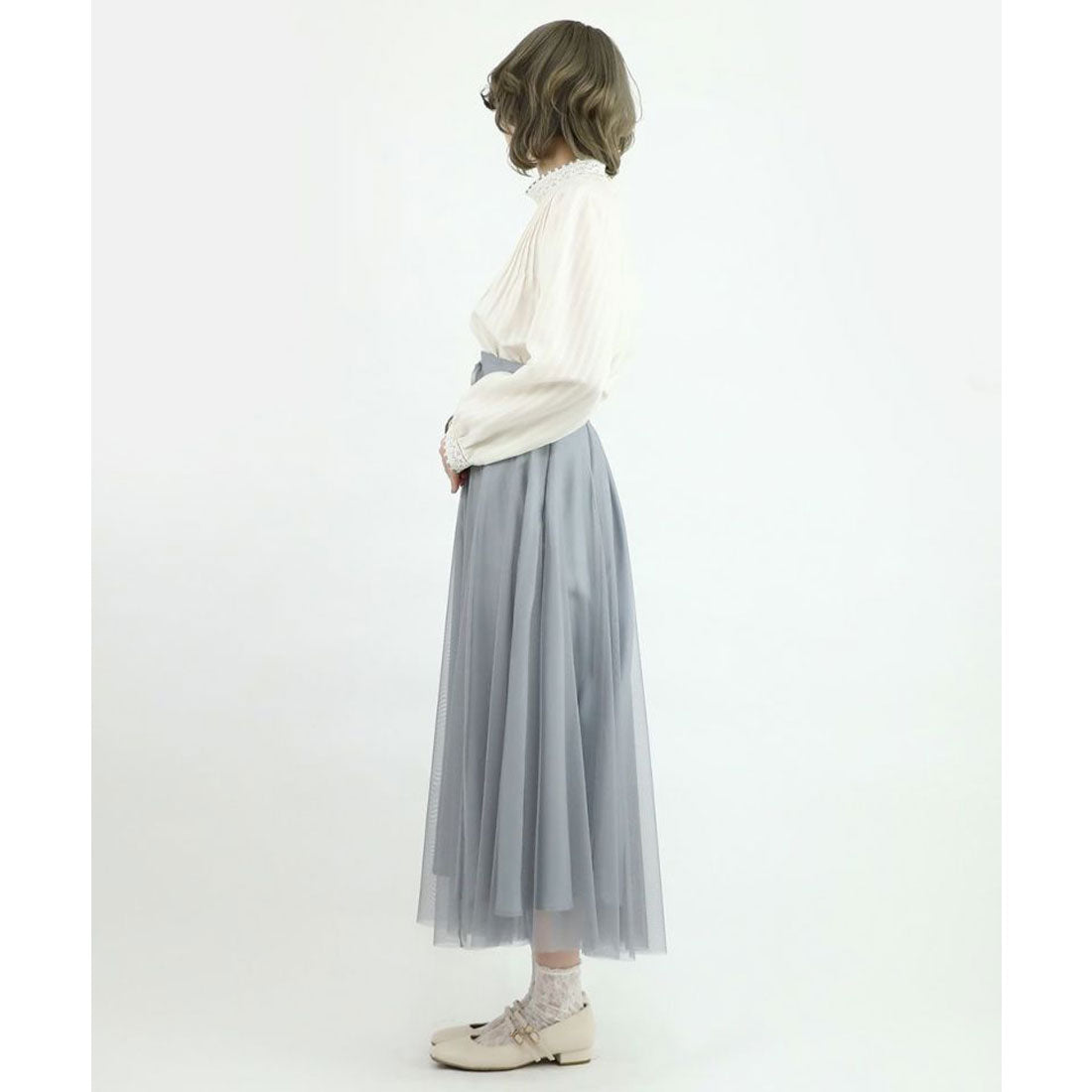 フィント F i.n.t フロントレースアップチュールフレアースカート【洗える】