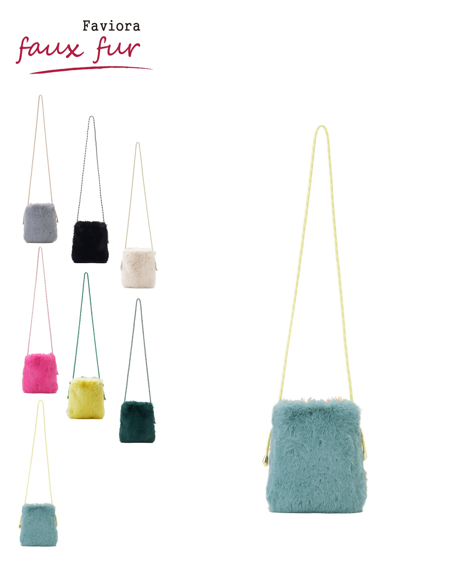 フェイクファースマホポシェット ショルダーバッグ レッキス風×ラム風 (サックスブルー) サックスブルー