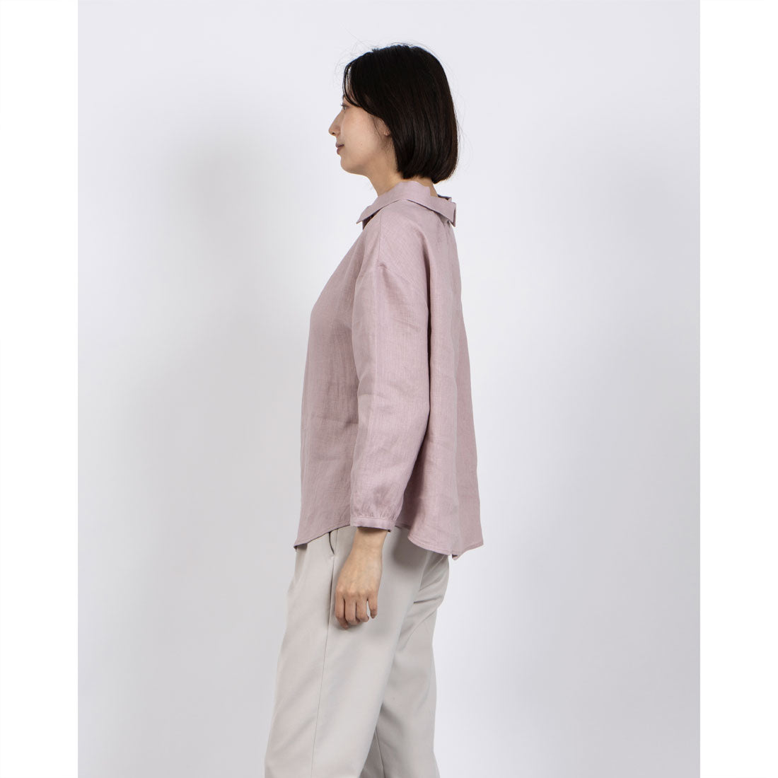 フォーリン アンド コー fall-in&co 大人の抜け感と可愛さ叶えるリネン ブラウス 日除けにも活躍可能 リネン100% 薄藤色 230503-1 (薄藤色) 薄藤色