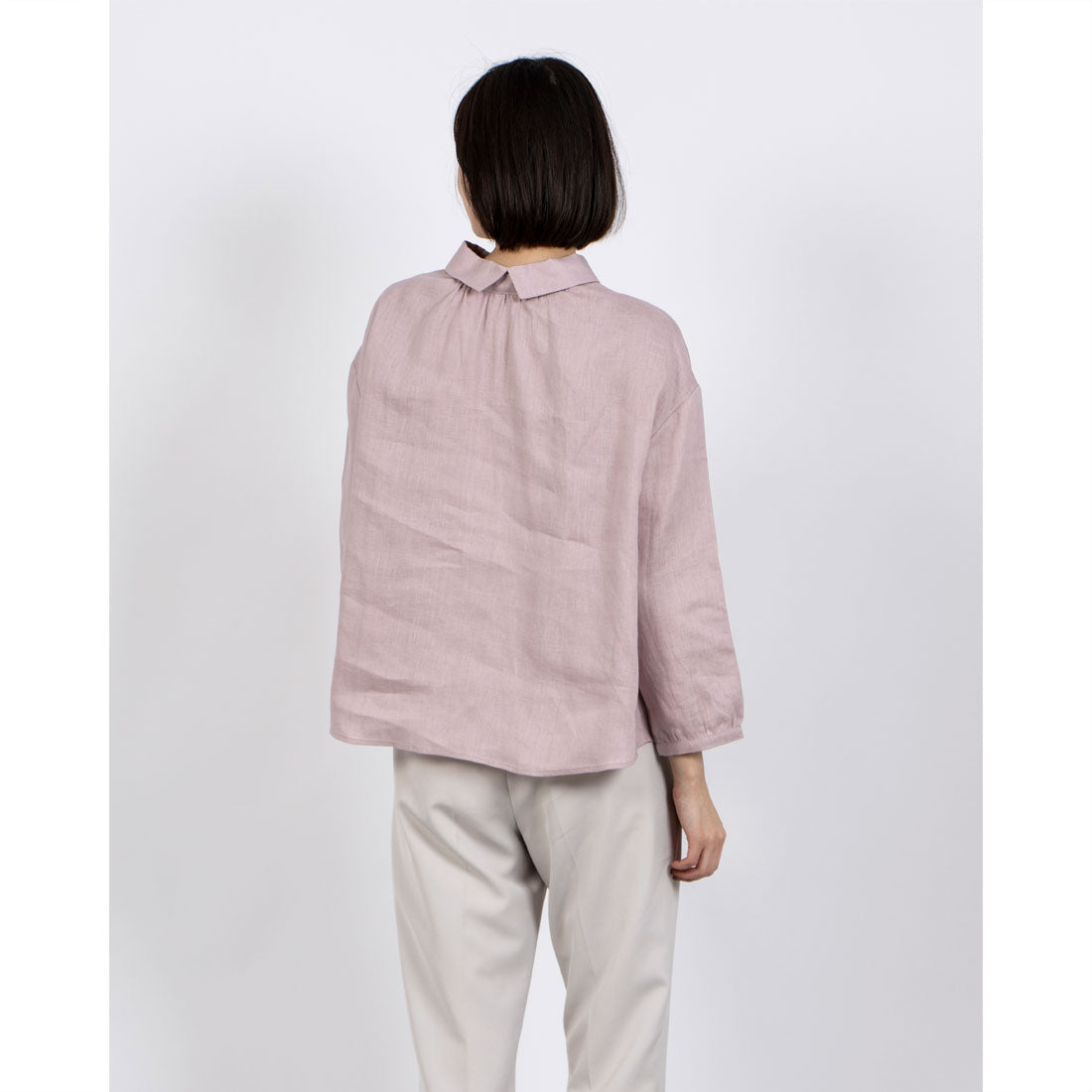 フォーリン アンド コー fall-in&co 大人の抜け感と可愛さ叶えるリネン ブラウス 日除けにも活躍可能 リネン100% 薄藤色 230503-1 (薄藤色) 薄藤色