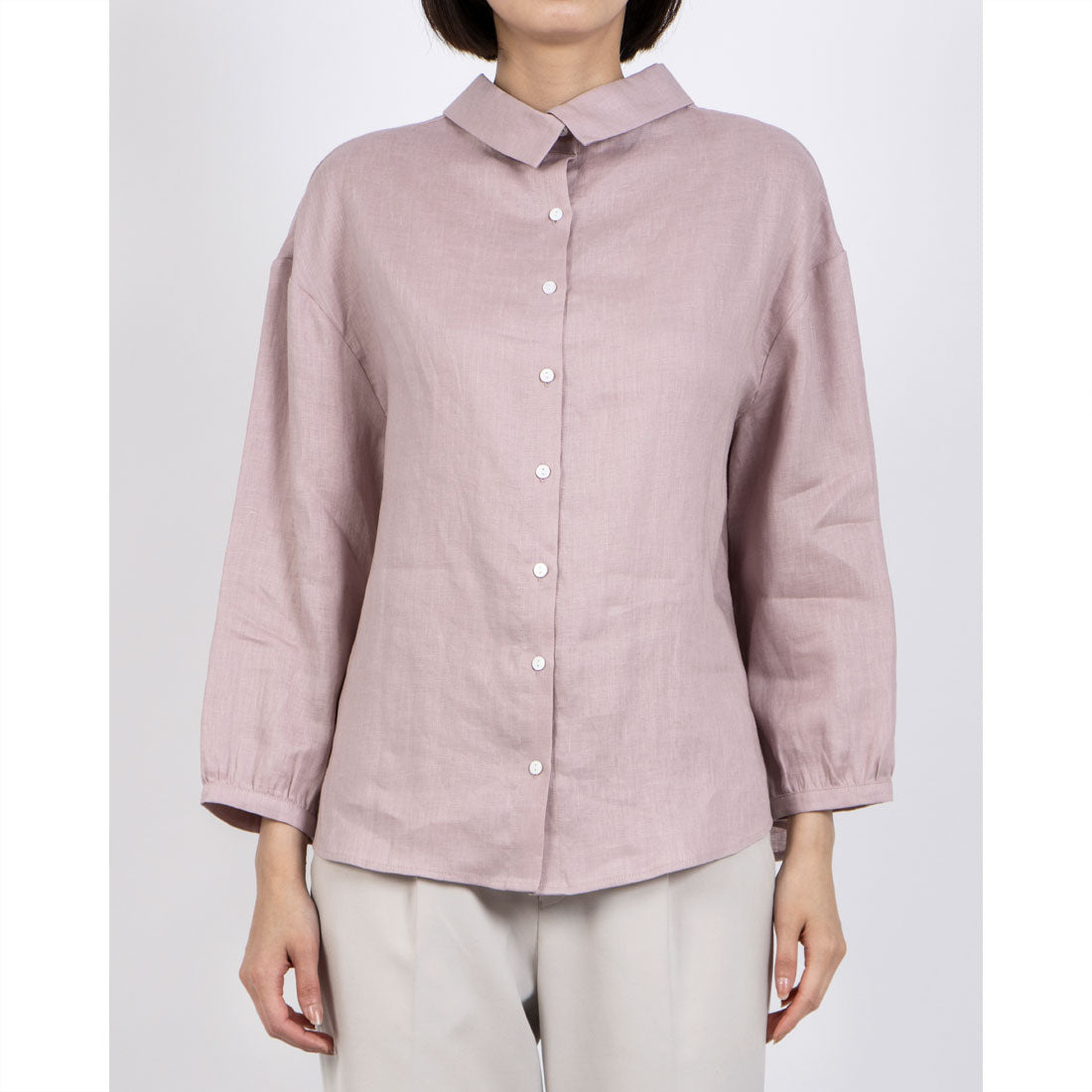 フォーリン アンド コー fall-in&co 大人の抜け感と可愛さ叶えるリネン ブラウス 日除けにも活躍可能 リネン100% 薄藤色 230503-1 (薄藤色) 薄藤色