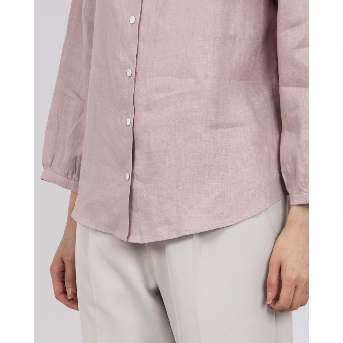 フォーリン アンド コー fall-in&co 大人の抜け感と可愛さ叶えるリネン ブラウス 日除けにも活躍可能 リネン100% 薄藤色 230503-1 (薄藤色) 薄藤色