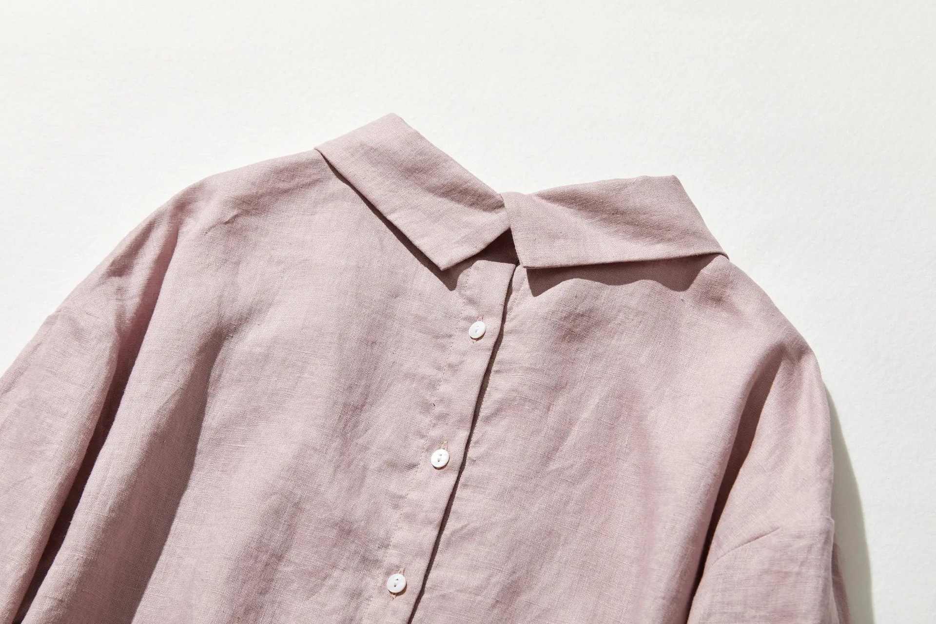 フォーリン アンド コー fall-in&co 大人の抜け感と可愛さ叶えるリネン ブラウス 日除けにも活躍可能 リネン100% 薄藤色 230503-1 (薄藤色) 薄藤色