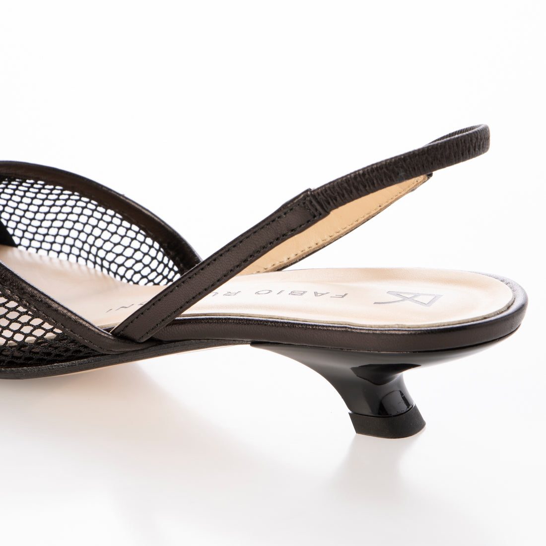 ファビオルスコーニ FABIO RUSCONI スクエアトウネットバックバンドパンプス (ブラックコンビ) ブラックコンビ