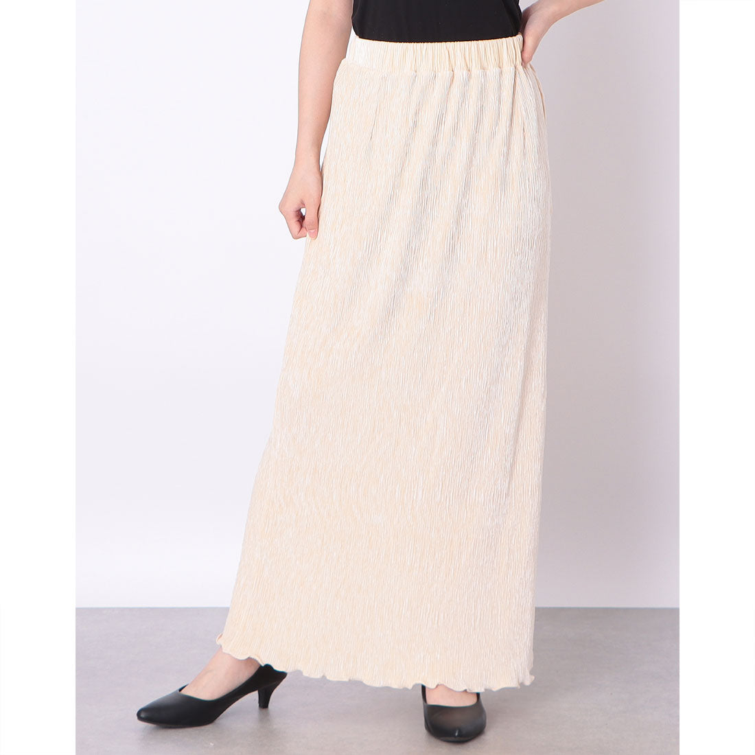 フェピュール feepur 【TALLサイズあり】ベロアランダムプリーツナロースカート/ (IVO) IVO