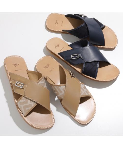 フェンディ FENDI FENDI KIDS サンダル JMR443 AHGY ズッカ柄 クロスベルト (F1JGR/BLU+BLU) F1JGR/BLU+BLU