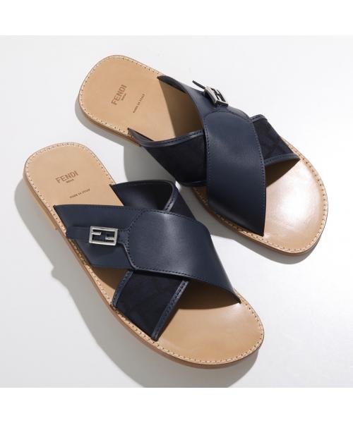 フェンディ FENDI FENDI KIDS サンダル JMR443 AHGY ズッカ柄 クロスベルト (F1JGR/BLU+BLU) F1JGR/BLU+BLU