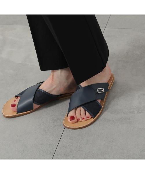 フェンディ FENDI FENDI KIDS サンダル JMR443 AHGY ズッカ柄 クロスベルト (F1JGR/BLU+BLU) F1JGR/BLU+BLU