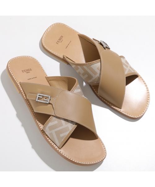 フェンディ FENDI FENDI KIDS サンダル JMR443 AHGY ズッカ柄 クロスベルト (F1JGR/BLU+BLU) F1JGR/BLU+BLU