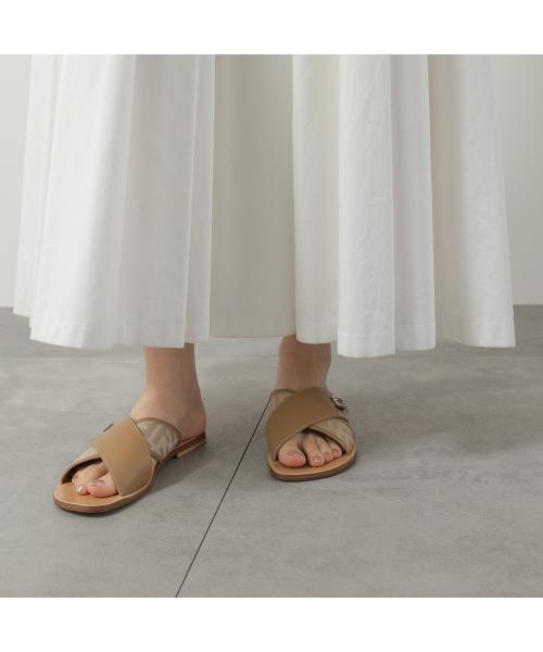 フェンディ FENDI FENDI KIDS サンダル JMR443 AHGY ズッカ柄 クロスベルト (F1JGR/BLU+BLU) F1JGR/BLU+BLU