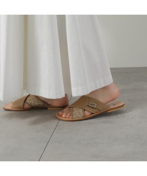 フェンディ FENDI FENDI KIDS サンダル JMR443 AHGY ズッカ柄 クロスベルト (F1JGR/BLU+BLU) F1JGR/BLU+BLU