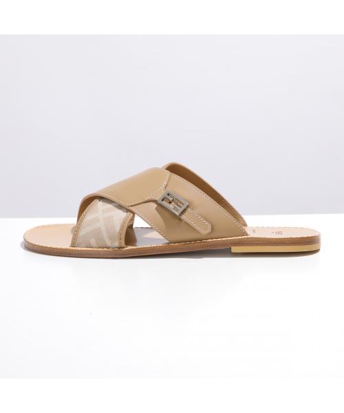 フェンディ FENDI FENDI KIDS サンダル JMR443 AHGY ズッカ柄 クロスベルト (F1JGR/BLU+BLU) F1JGR/BLU+BLU