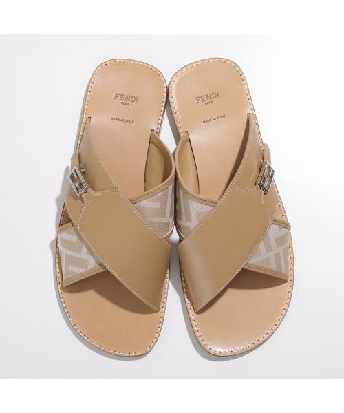 フェンディ FENDI FENDI KIDS サンダル JMR443 AHGY ズッカ柄 クロスベルト (F1JGR/BLU+BLU) F1JGR/BLU+BLU