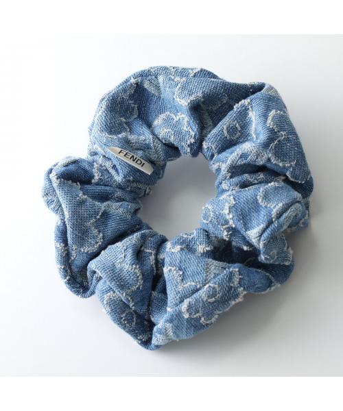 フェンディ FENDI FENDI シュシュ FXT162 B01Z FFロゴ フローラル ヘアゴム (F0RU7/DENIM/ブルー) F0RU7/DENIM/ブルー