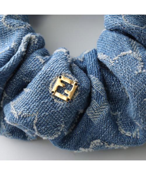 フェンディ FENDI FENDI シュシュ FXT162 B01Z FFロゴ フローラル ヘアゴム (F0RU7/DENIM/ブルー) F0RU7/DENIM/ブルー