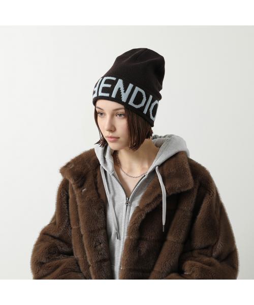 フェンディ FENDI FENDI ニット帽 FXQ948 AQ82 ビーニー ロゴ (F1N0G/BROWN+LIGHT-BLUE) F1N0G/BROWN+LIGHT-BLUE