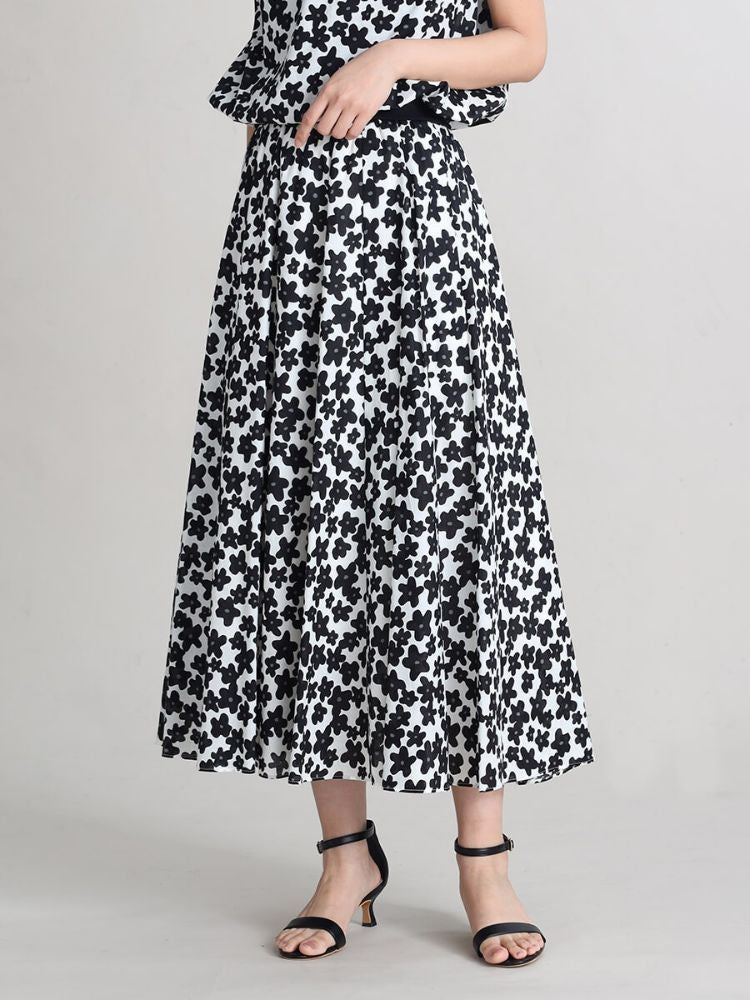 【新品・未使用】FENNEL 配色ライン スカート Fennel Retro Flower Skirt