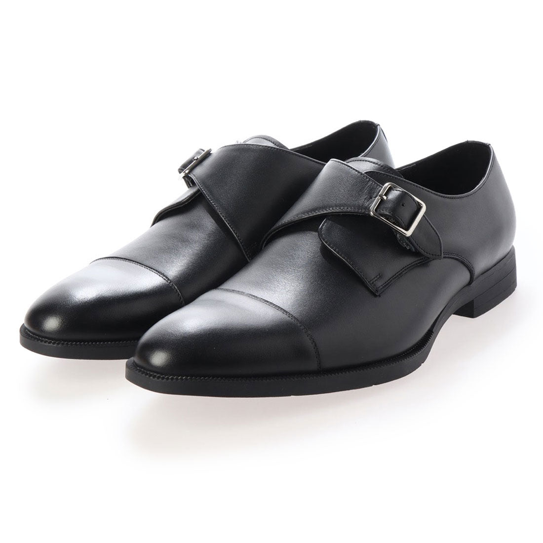 フィウーメ FIUME ストレートチップモンクストラップシューズ,ブラック