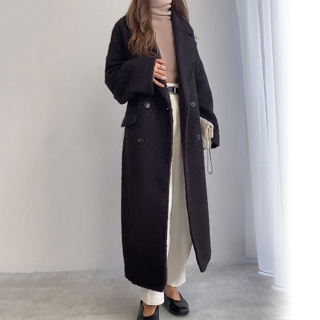 フィルー FILLOU FILLOU ループツイードダブルロングコート