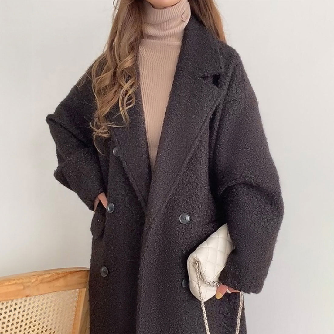 フィルー FILLOU FILLOU ループツイードダブルロングコート