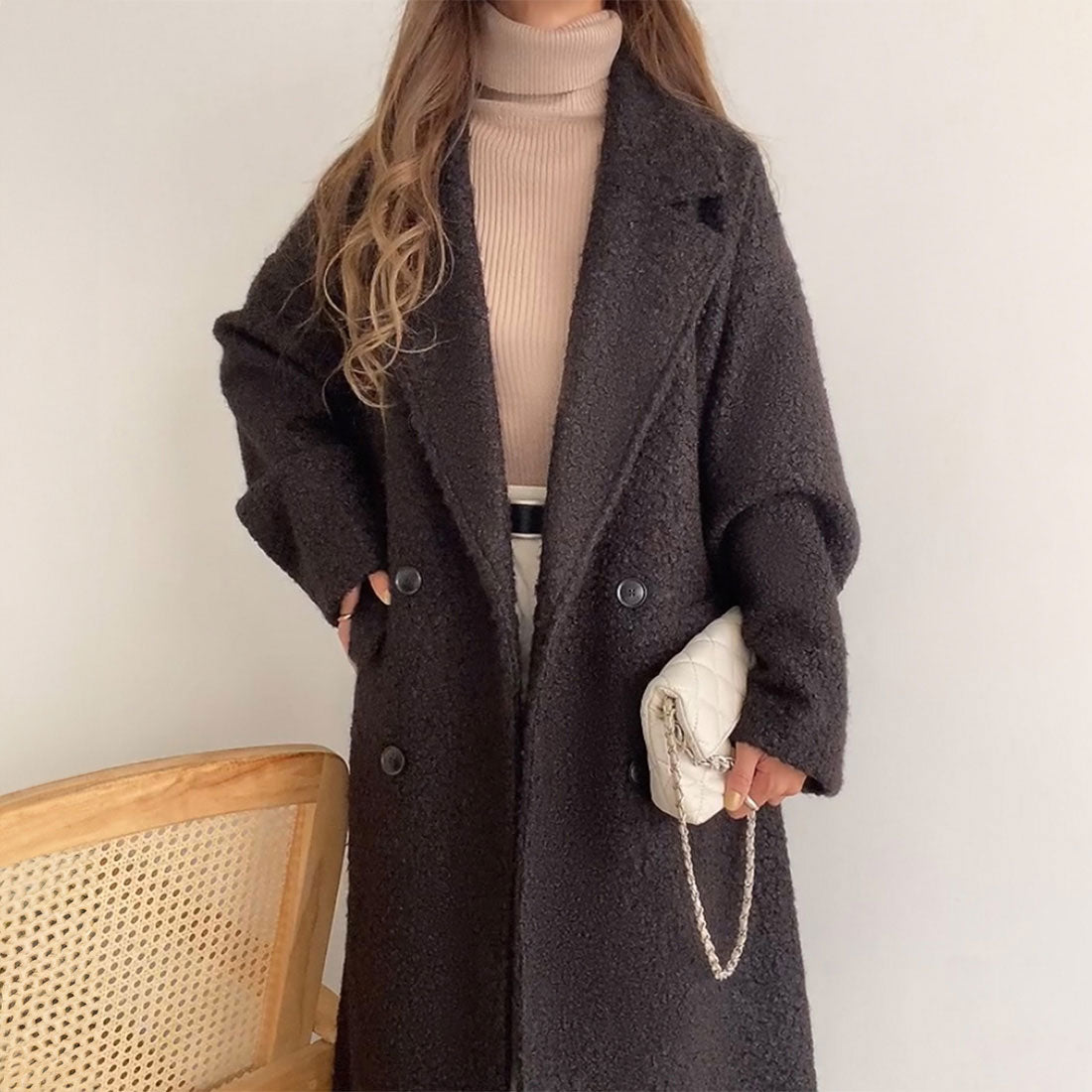 フィルー FILLOU FILLOU ループツイードダブルロングコート