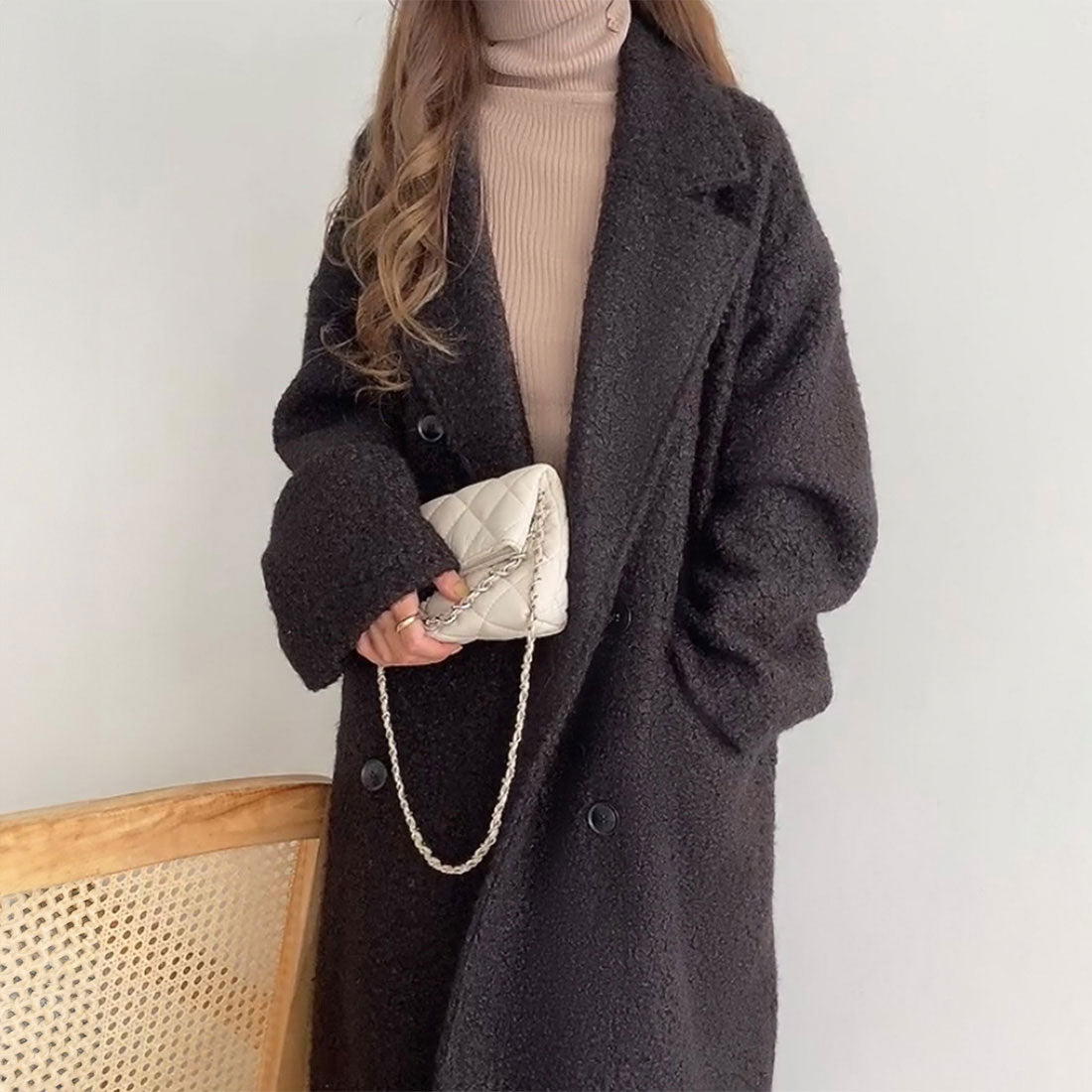 フィルー FILLOU FILLOU ループツイードダブルロングコート