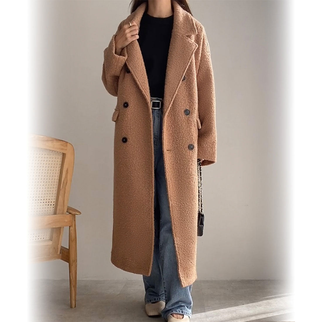 フィルー FILLOU FILLOU ループツイードダブルロングコート