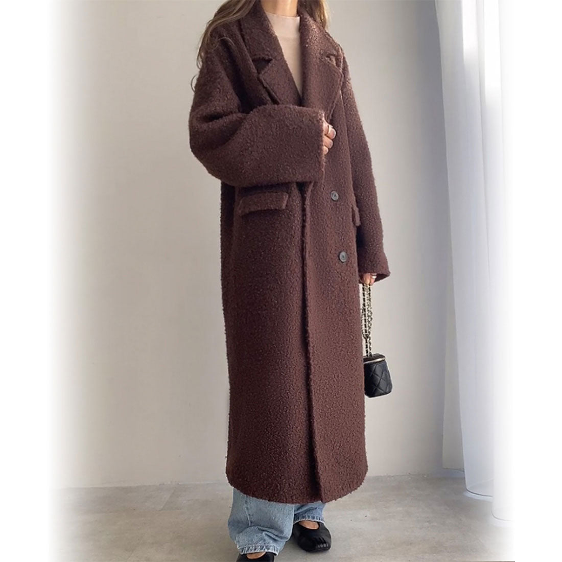 フィルー FILLOU FILLOU ループツイードダブルロングコート