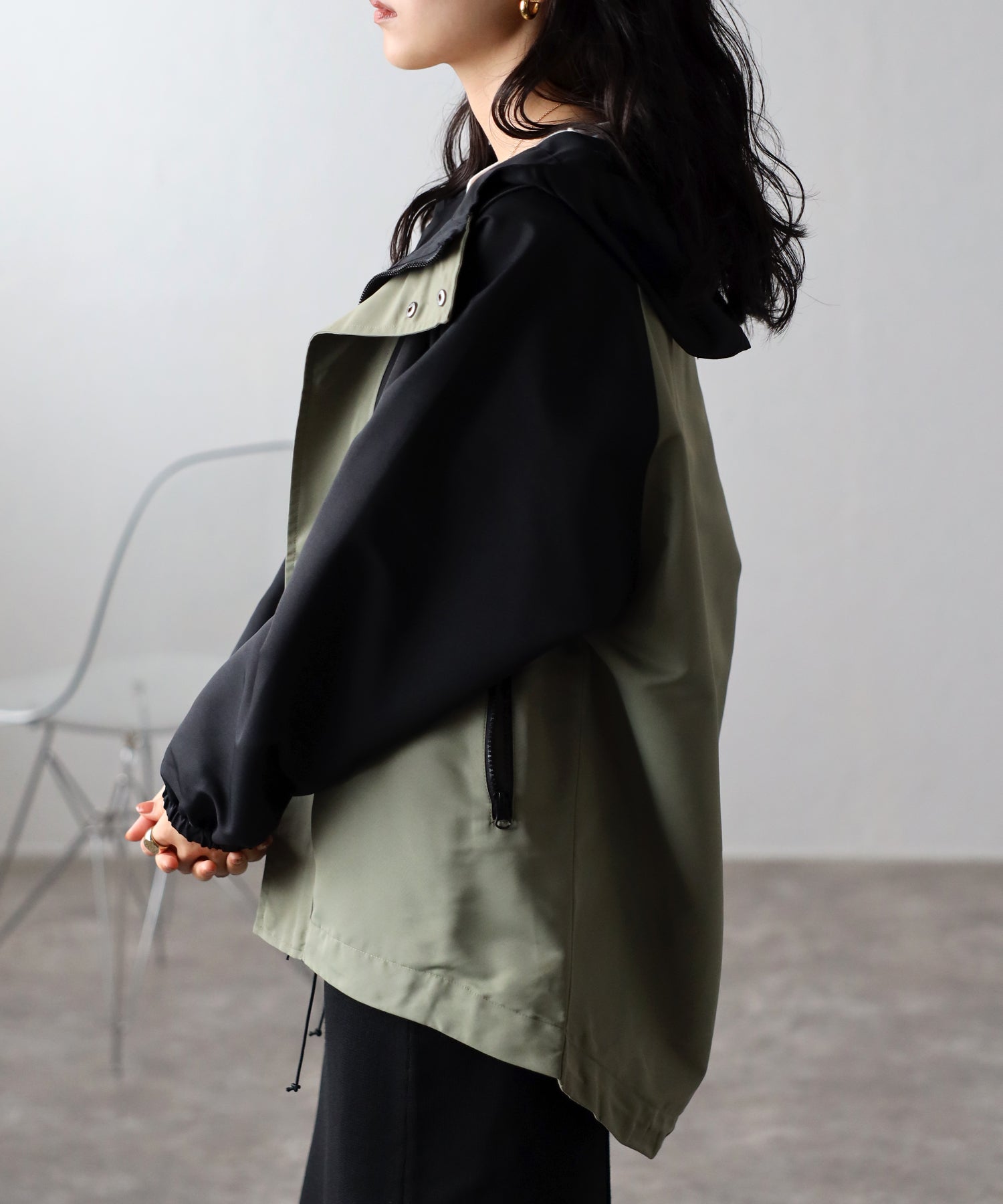 フィズ Fizz フード付きマウンテンパーカー  AW マンパ オーバーサイズ アウトドア